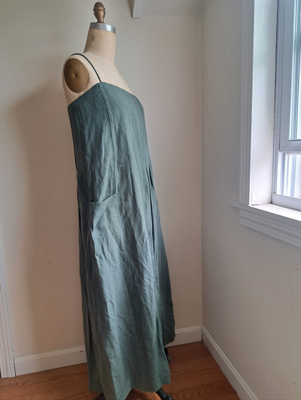 Women's MIRTH Sage Green Spaghetti Strap Dress Fully Lined NWT